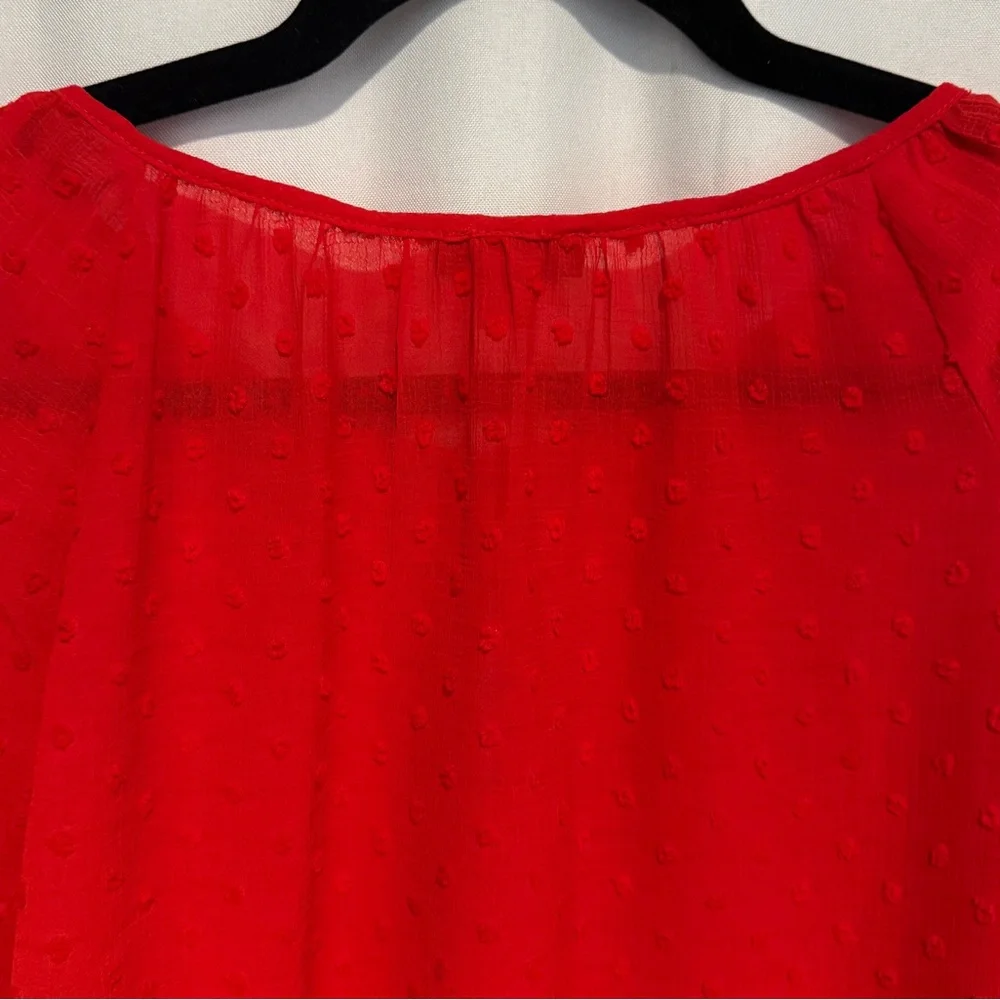 Lot 2 Vince Camuto Tops Red Dot Black Floral Sheer V-neck Blouse Dressy Career M - Picture 5 of 14